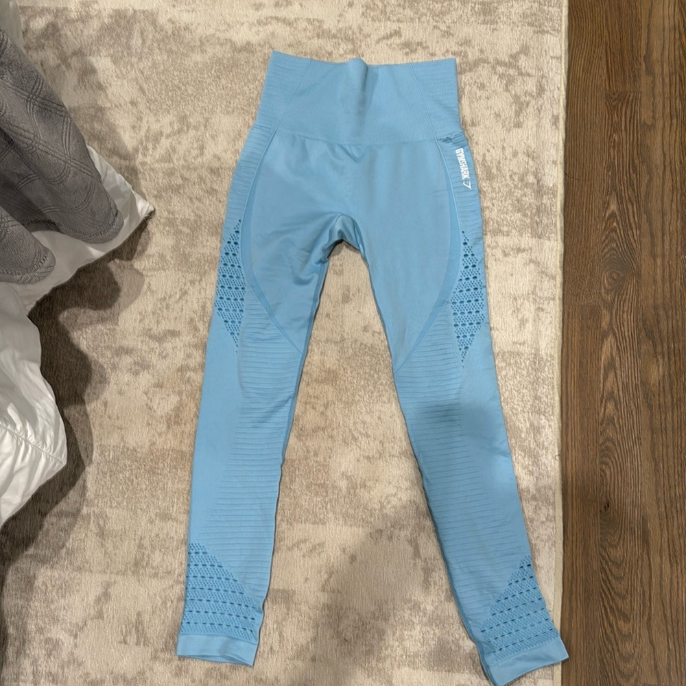 Gymshark full length leggings with lace like detail.